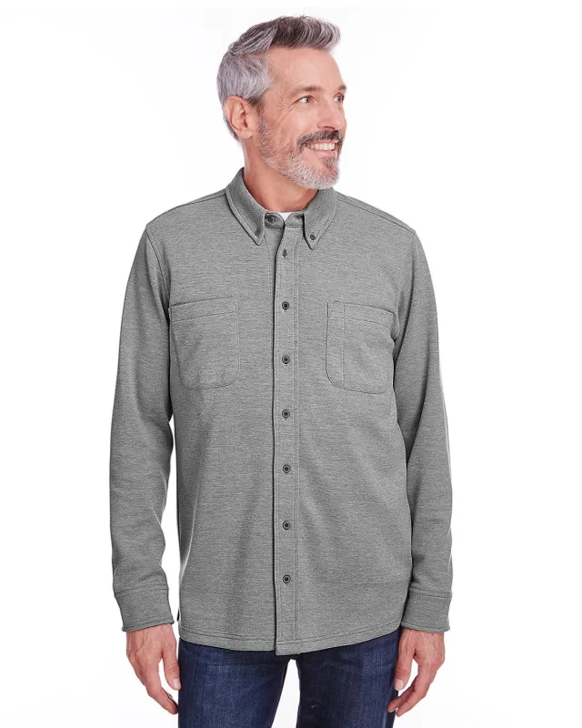 Harriton Adult StainBloc Pique Fleece Shirt-Jacket — view 4