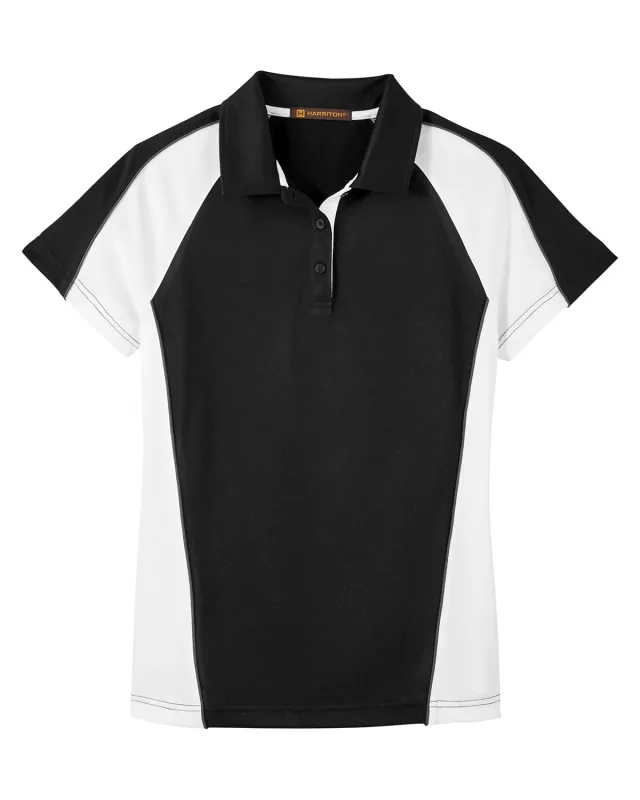 Harriton Ladies' Advantage Snag Protection Plus IL Colorblock Polo — view 3