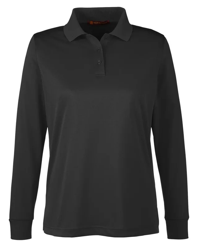 Harriton Ladies' Advantage Snag Protection Plus IL Long Sleeve Polo — view 18