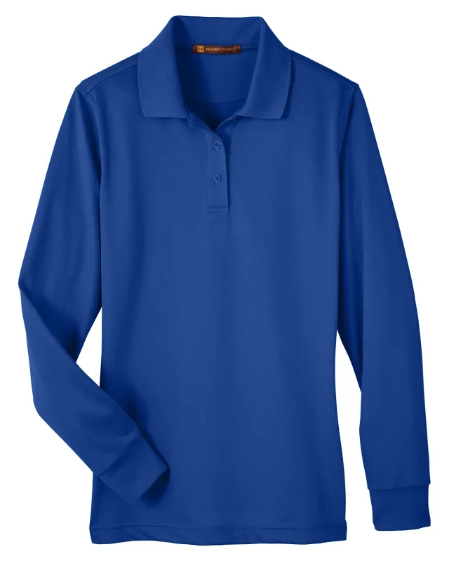 Harriton Ladies' Advantage Snag Protection Plus IL Long Sleeve Polo — view 3