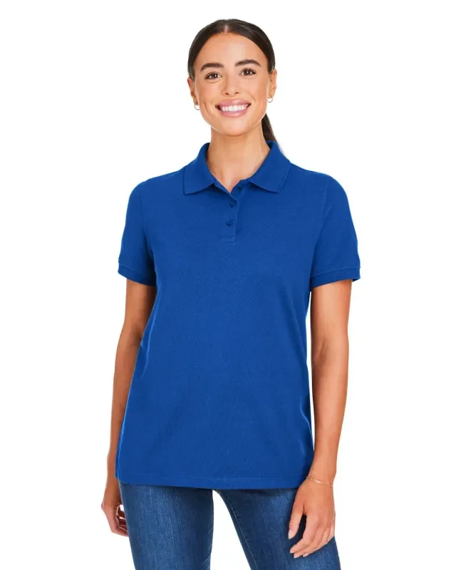 Harriton Ladies' Valiant Cotton Snag Protect Polo — view 4
