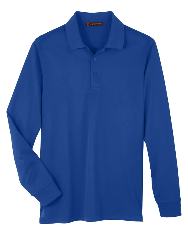 Harriton Men's Advantage Snag Protection Plus IL Long Sleeve Polo — view 3