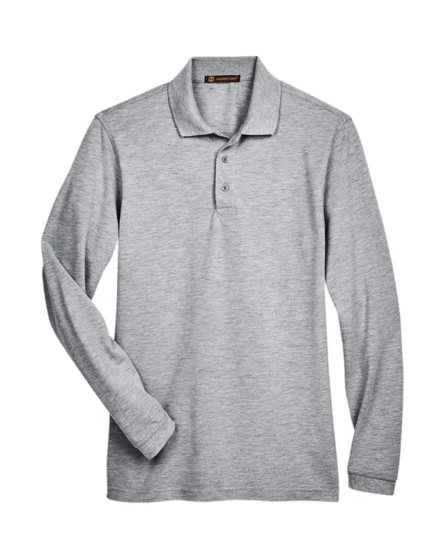 Harriton Men's Easy Blend Long-Sleeve Polo — view 3