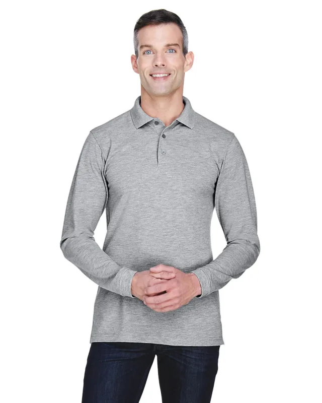 Harriton Men's Easy Blend Long-Sleeve Polo — view 4