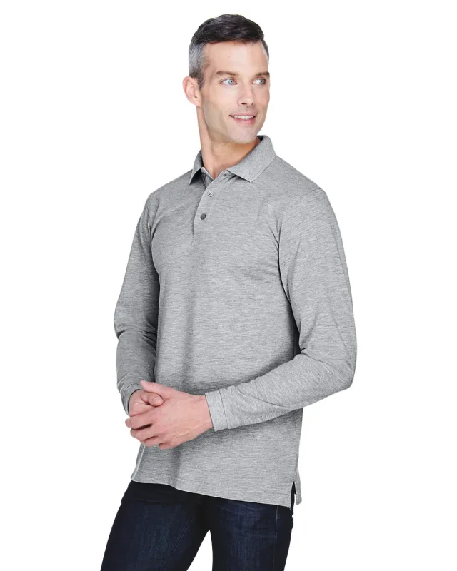 Harriton Men's Easy Blend Long-Sleeve Polo — view 5