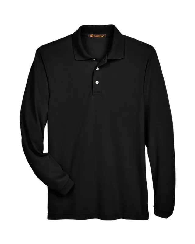 Harriton Men's Easy Blend Long-Sleeve Polo — view 8