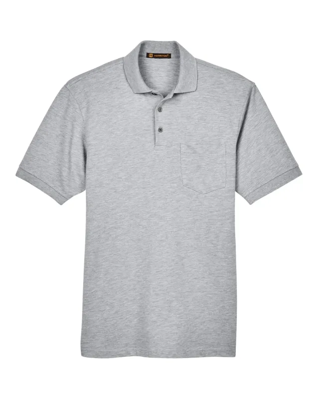 Harriton Men's Easy Blend Polo with Pocket — view 3