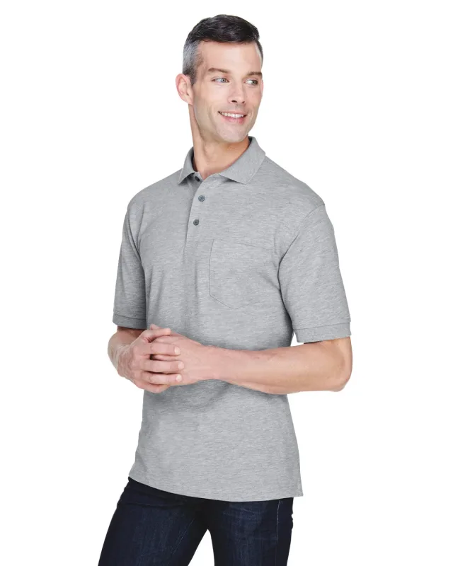 Harriton Men's Easy Blend Polo with Pocket — view 5