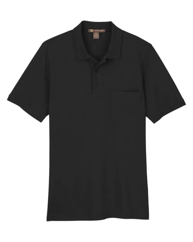 Harriton Men's Valiant Cotton Snag Protect Pocket Polo — view 3