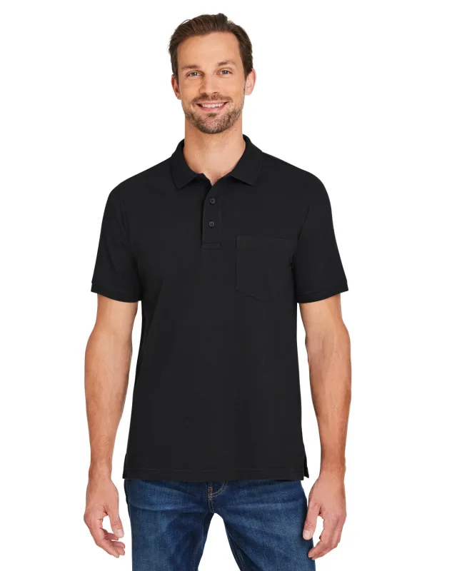 Harriton Men's Valiant Cotton Snag Protect Pocket Polo — view 4