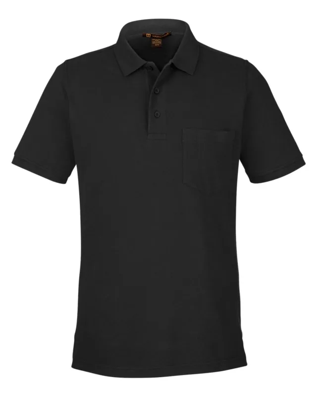 Harriton Men's Valiant Cotton Snag Protect Pocket Polo — view 8