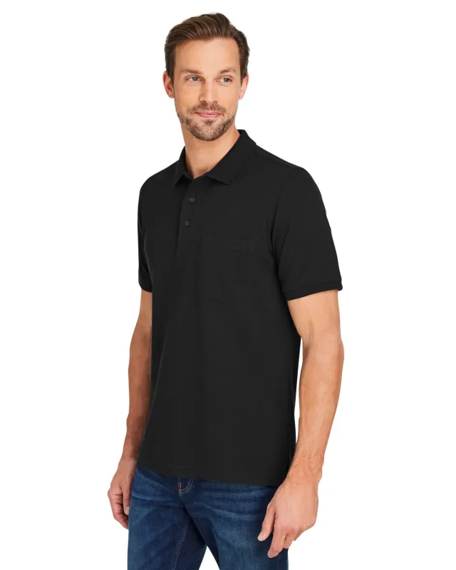 Harriton Men's Valiant Cotton Snag Protect Pocket Polo — view 9
