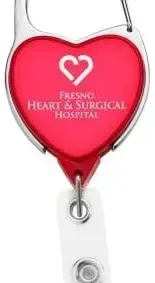 Heart Carabiner Badge Reel & ID Holder (Red & White) — view 2