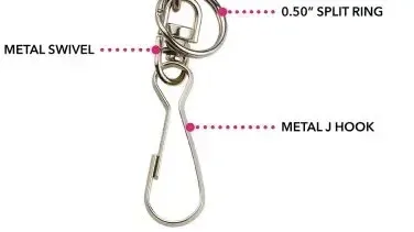 Heart Shape Bamboo ID Badge Reel (“J” hook & mini split ring) — view 2
