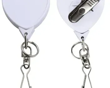 Heart Shape Bamboo ID Badge Reel (“J” hook & mini split ring) — view 3