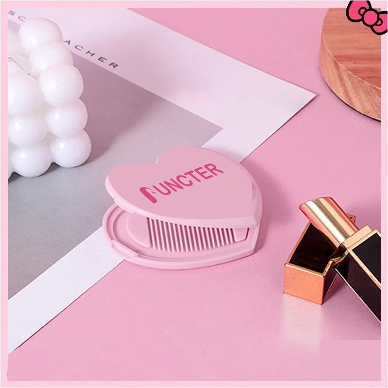 Heart Shaped Portable Mirror with Comb