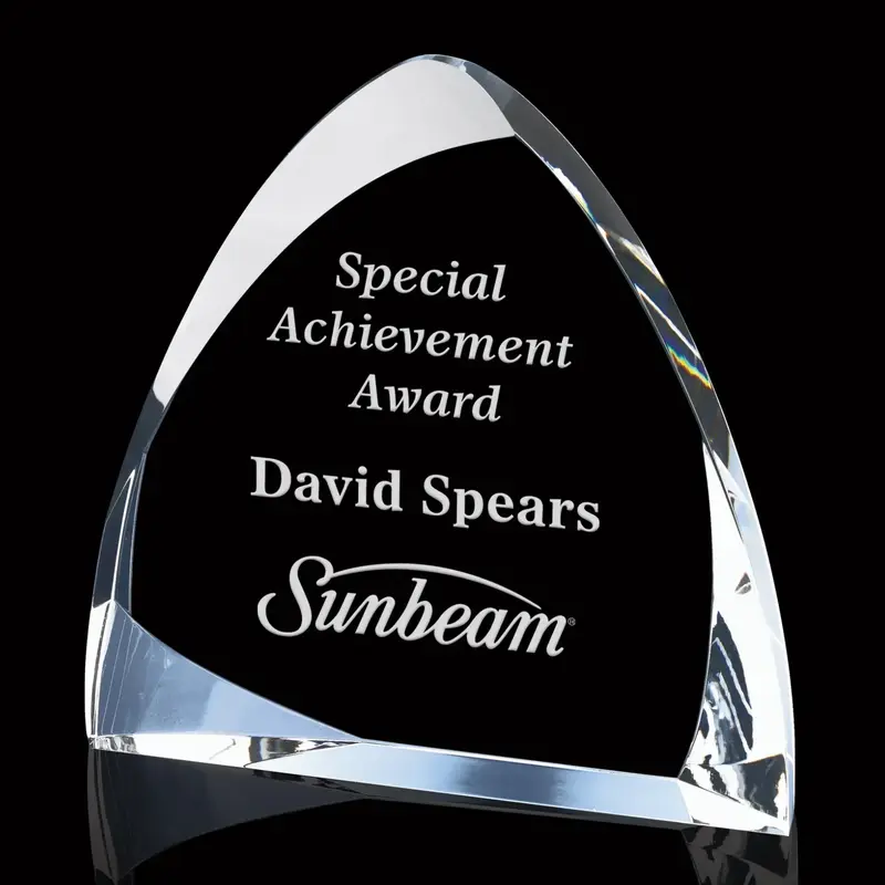 Custom Engraved Crystal Hearth Achievement Award for Recognition & Employee Appreciation