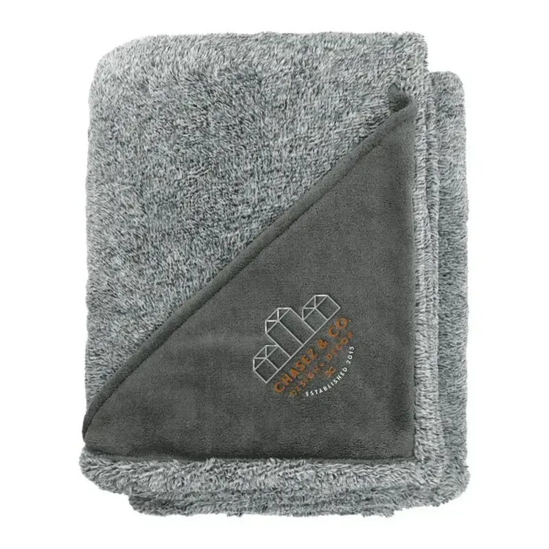 Personalized Heathered Fuzzy Fleece Blanket - 50"x60"