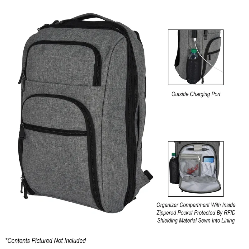 Heathered RFID Laptop Backpack & Briefcase — view 2