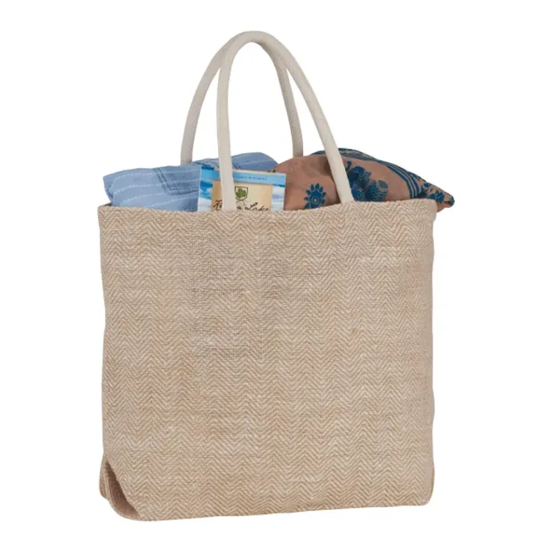 Herringbone Jute Tote Bag — view 2