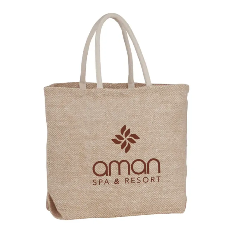 Herringbone Jute Tote Bag — view 5