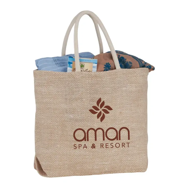 Herringbone Jute Tote Bag — view 6