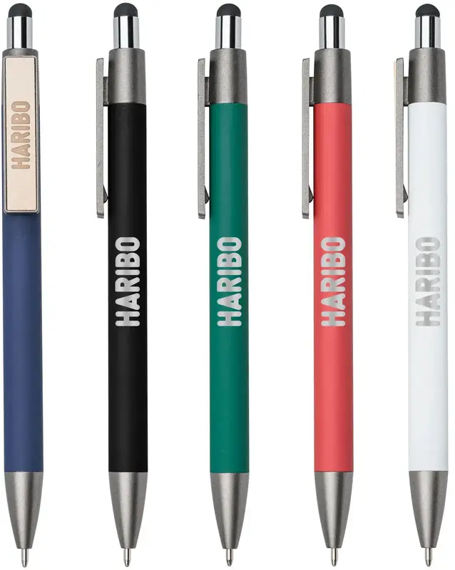 Luxury Metal Pen with Wood Clip & Stylus - Smooth Writing, Frosty Finish, 5 Color Options