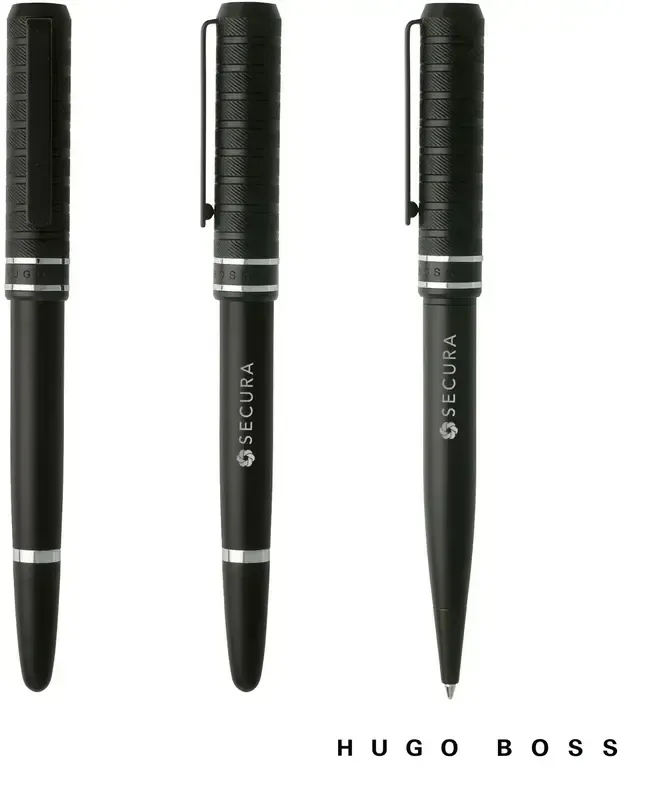Hugo Boss Black Metal Level Pen with Geometric Pattern