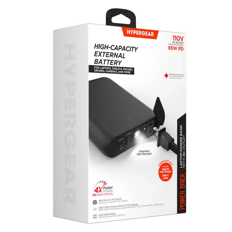 HyperGear 24,000mAh | Power Brick Laptop Power Bank with 65W USB-C PD and AC Outlet — view 9