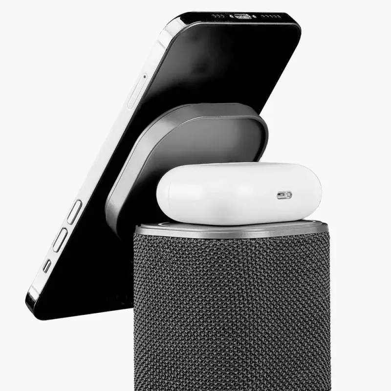 iHome Dual Wireless Charging Stand with Bluetooth Speaker — view 3