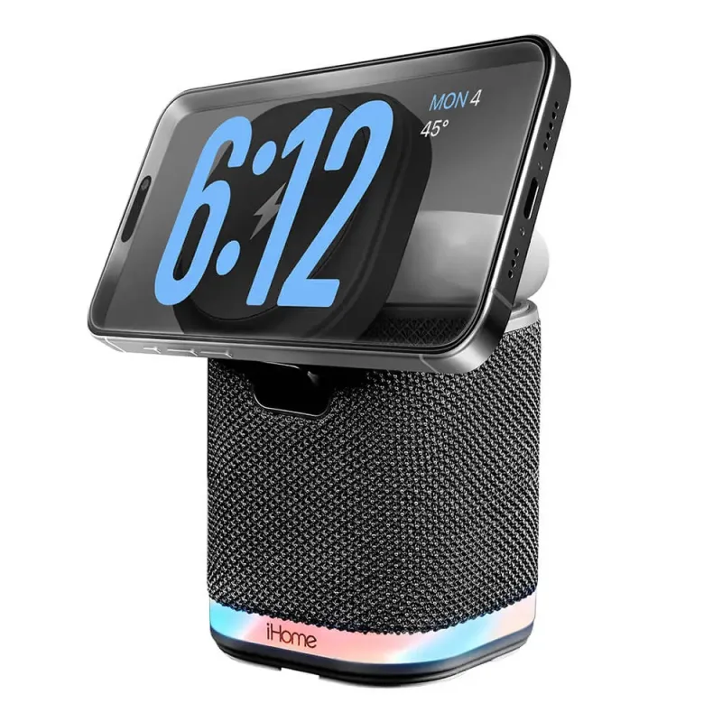 iHome Dual Wireless Charging Stand with Bluetooth Speaker — view 5
