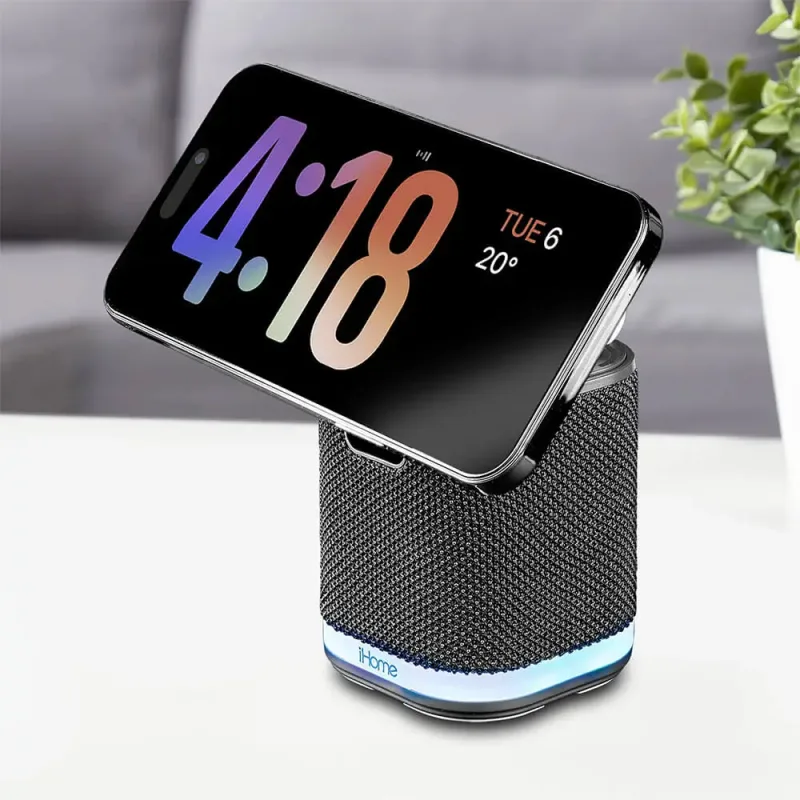 iHome Dual Wireless Charging Stand with Bluetooth Speaker — view 6