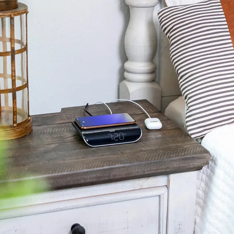 iHome Powervalet 2 In 1 Qi Wireless and Usb Charging Alarm Clock - Black — view 8