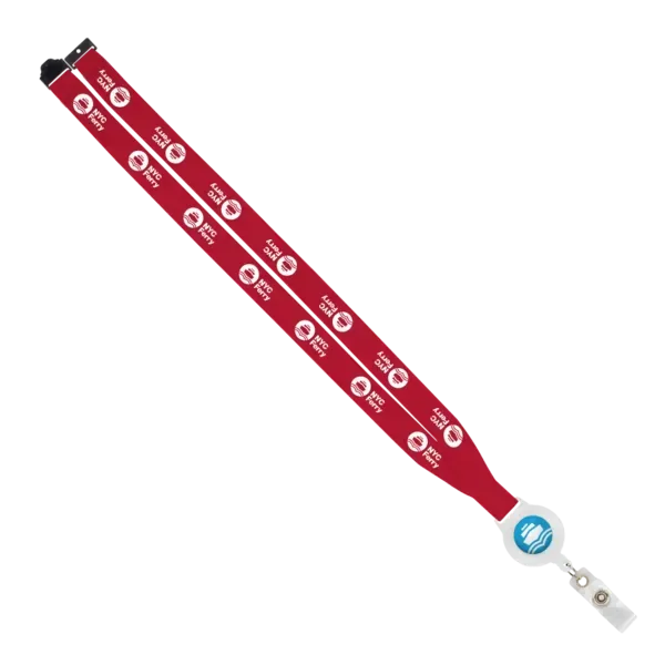 IMPORT 3/4" Polyester Lanyard with Retractable Badge Reel and IPH7 back of neck convenience release. — view 5