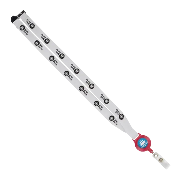 IMPORT 3/4" Polyester Lanyard with Retractable Badge Reel and IPH7 back of neck convenience release. — view 6
