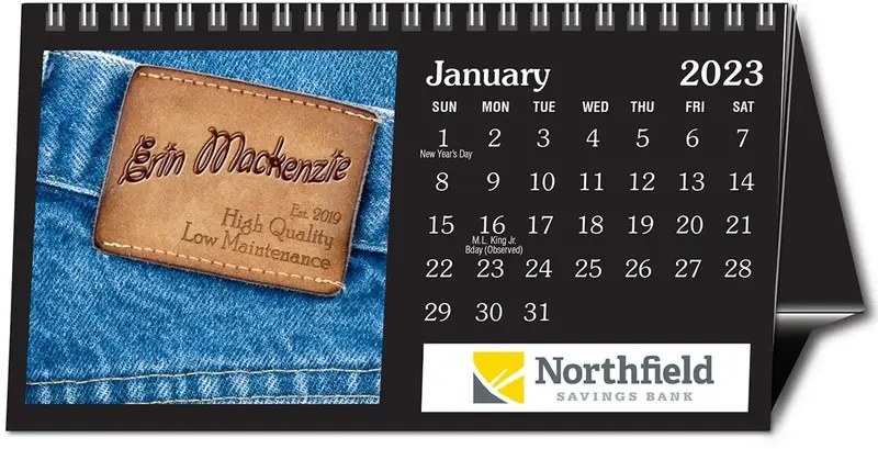 "In the Image" Personalized Desk Calendar (Black Background)