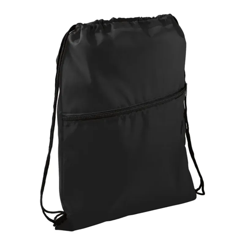 Custom Insulated Drawstring Bag with Zippered Pocket — view 2