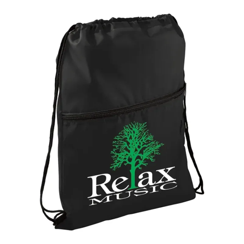 Custom Insulated Drawstring Bag with Zippered Pocket — view 4