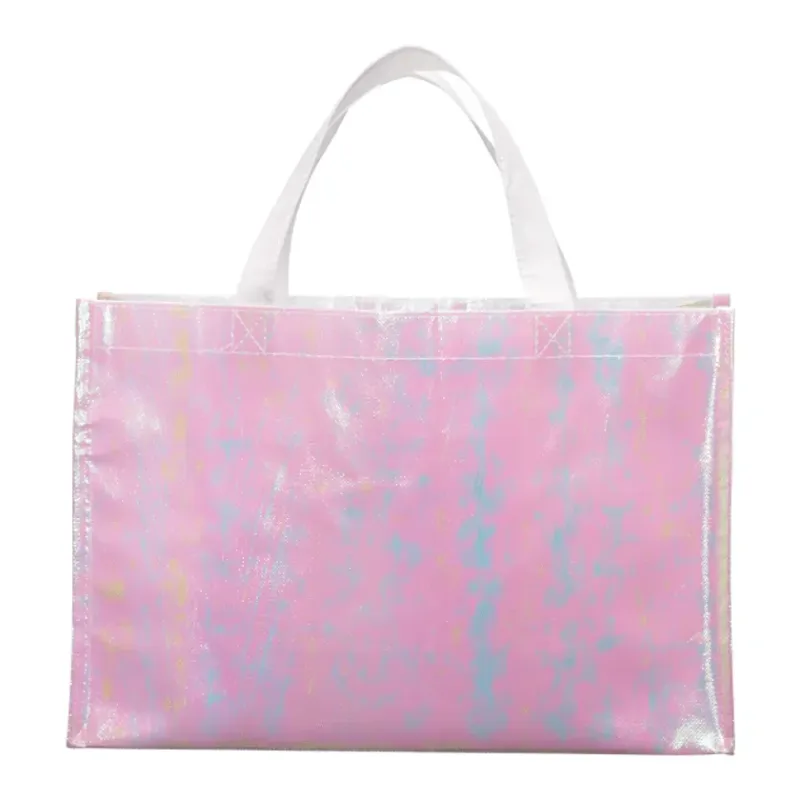 Personalized Iridescent Non-Woven Shopper Tote — view 2