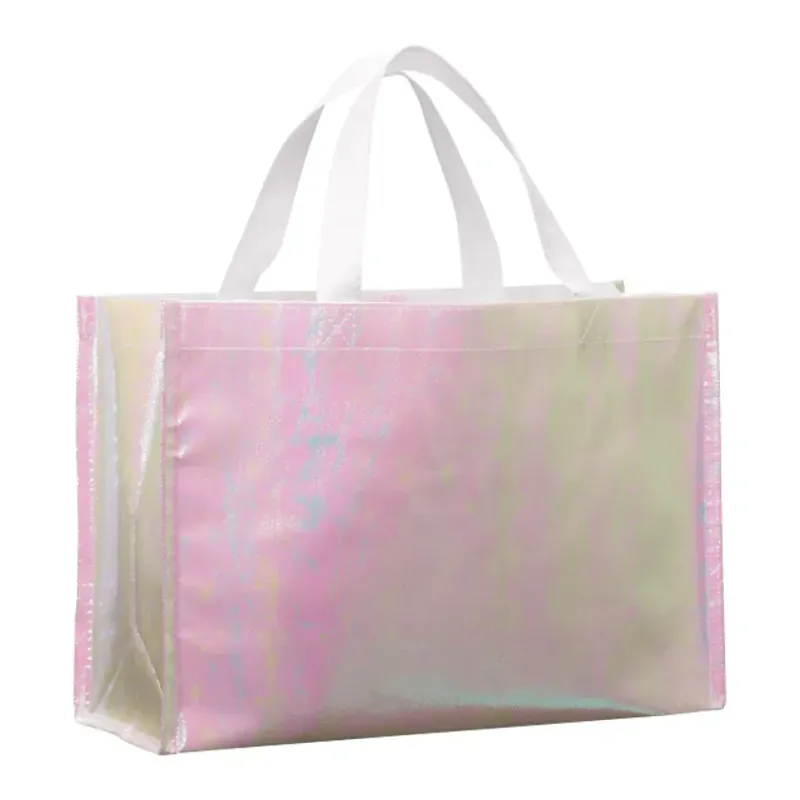Personalized Iridescent Non-Woven Shopper Tote — view 3