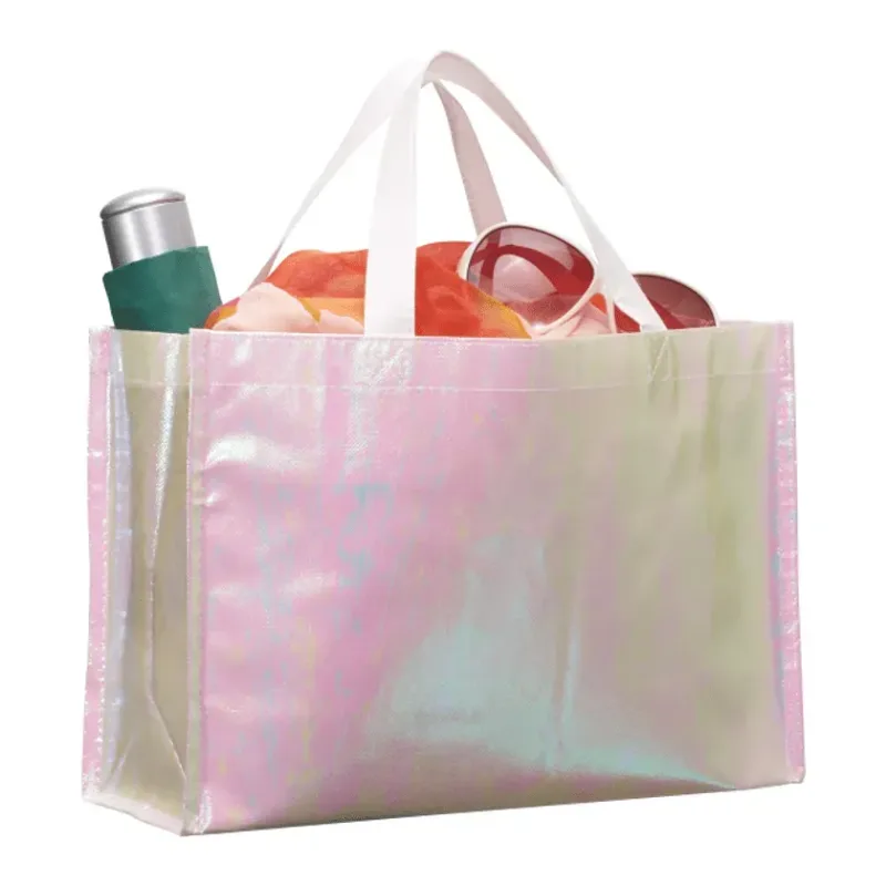 Personalized Iridescent Non-Woven Shopper Tote — view 4