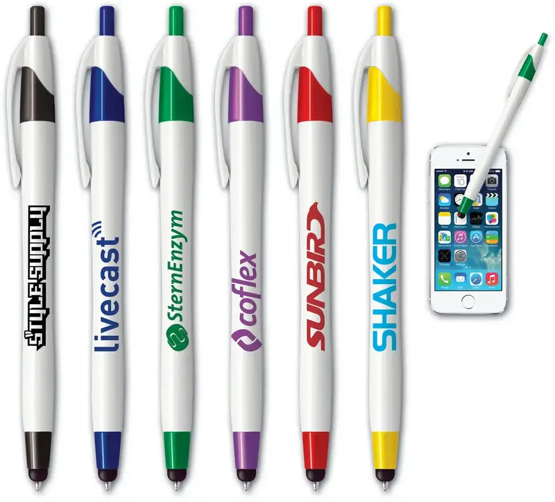 Promotional White Barrel iWrite™ Pen & Stylus for Businesses and Organizations