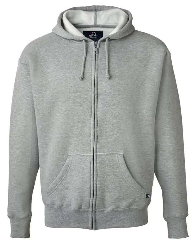 J America Adult Premium Full-Zip Fleece Hooded Sweatshirt — view 3