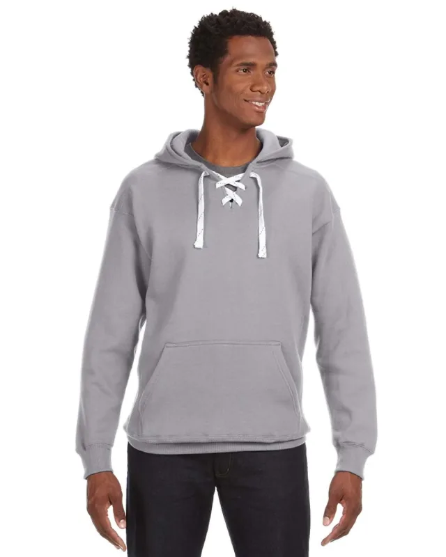 J America Adult Sport Lace Hooded Sweatshirt — view 4