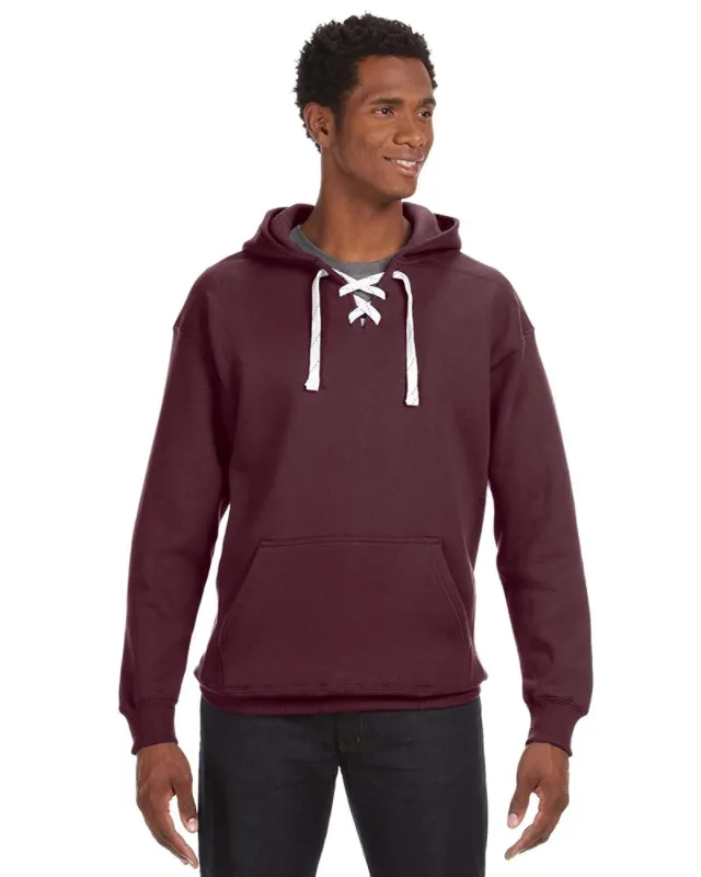 J America Adult Sport Lace Hooded Sweatshirt — view 7