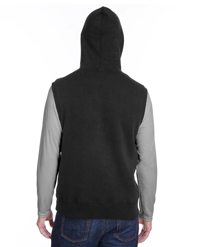 J America Adult Triblend Fleece Sleeveless Hooded Sweatshirt