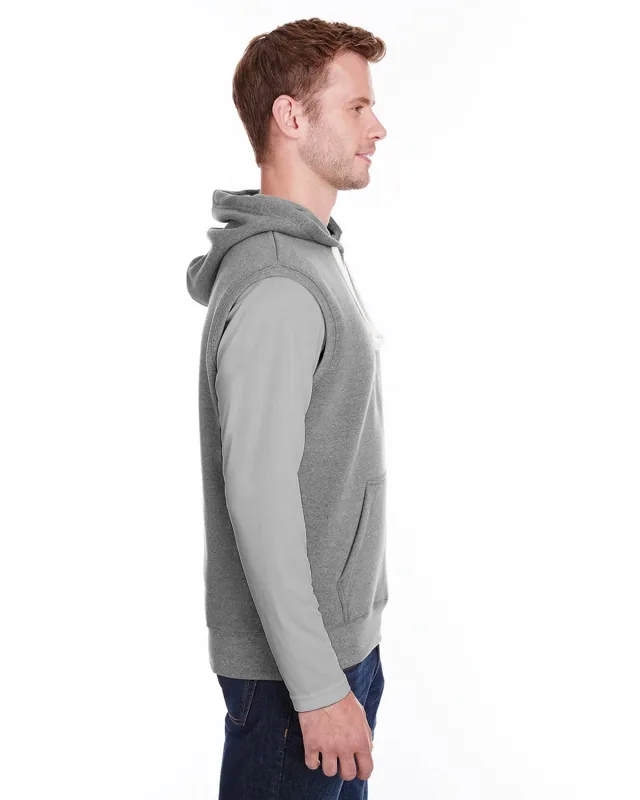 J America Adult Triblend Fleece Sleeveless Hooded Sweatshirt — view 6