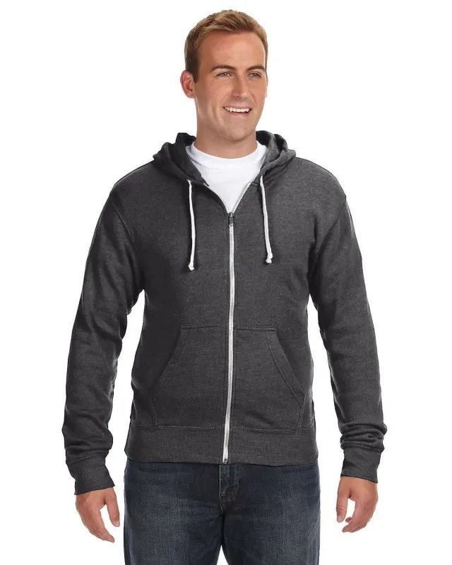 J America Adult Triblend Full-Zip Fleece Hooded Sweatshirt — view 11