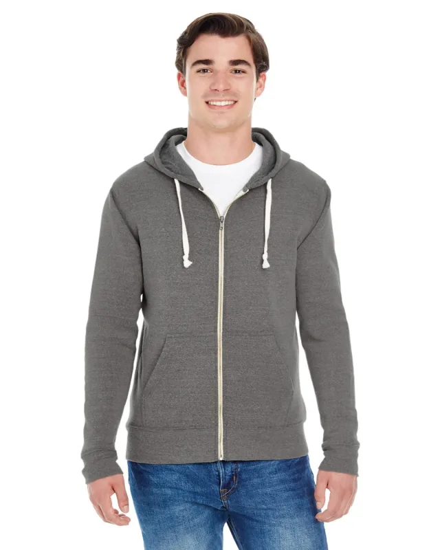 J America Adult Triblend Full-Zip Fleece Hooded Sweatshirt — view 20