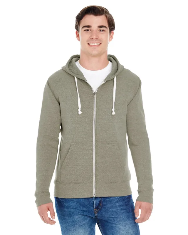 J America Adult Triblend Full-Zip Fleece Hooded Sweatshirt — view 23